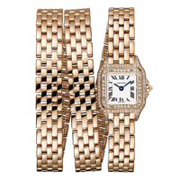 迷你款式Panthére de Cartier腕錶，玫瑰金鑲鑽石錶殼，配以三環錶鏈。 $25.7萬（C）