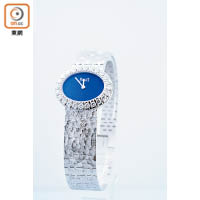 Piaget Extremely Lady青金石錶盤腕錶，配以18K白金毛皮狀飾紋工藝錶帶。 $48.5萬（F）