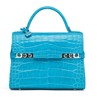 Delvaux Tempête Mini彩藍色鱷魚皮手袋 $19.5萬
