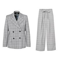PAPER LONDON灰色格紋孖襟Pantsuit（西裝褸 $2,845、西褲 $2,100）