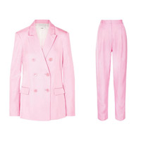TIBI粉紅色孖襟Pantsuit（西裝褸 $5,090、西褲 $3,865）