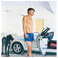 劉小東於1999年創作的油畫《車》。