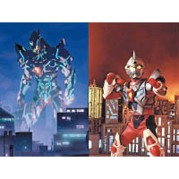 相比起當年的特攝版《電光超人傑德文》（右），動畫版《SSSS.GRIDMAN》（左）的電光超人，造型有幾分似新世紀福音戰士呢！
