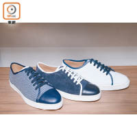 香港店特別版運動鞋的藍色，源自創辦人家鄉的海及香港維港。Levah男裝運動鞋 $6,800（A）