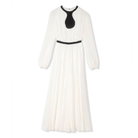 Longchamp白色絲質長裙 $8,300（A）