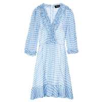 The Kooples粉藍×白色格仔雪紡連身裙 $3,690（A）
