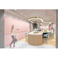 面積達92平方米的店舖以粉紅色為主調，內裏設有44個座位。