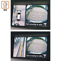 AVM 360度環視泊車鏡頭，透過車身上多組鏡頭，協助駕駛者睇位泊車及倒車。