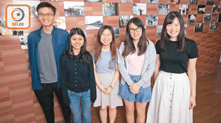 （左起）盧子朗、劉智美、林卓墉、鍾嘉寶和謝蕊瞳於今年3月前往日本宮城縣，進行了為期7日的交流和考察。