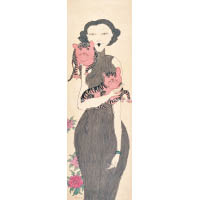 石建國作品《海棠》，來自婦人為主題的畫作系列。