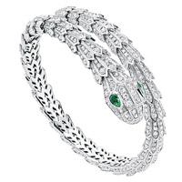 BVLGARI Serpenti Tubolar白金手鏈，鑲嵌鑽石及祖母綠。$42.2萬（B）