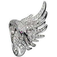 Boucheron動物系列Cypris天鵝白金鑽石戒指。 $28.1萬（A）