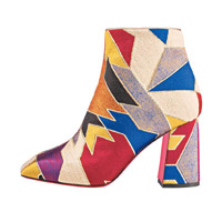Christian Louboutin女裝彩色幾何圖案Hilconico粗踭短靴 $8,900（A）