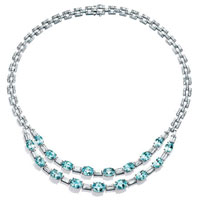 Tiffany 2018 Blue Book鉑金頸鏈，鑲嵌逾36卡橢圓形藍色銅鋰碧璽及方形鑽石。<br>約$404.6萬（A）