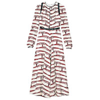 Longchamp米色印花絲質長裙 $10,550（A）