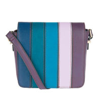 深淺紫色配藍綠條紋手袋 $320