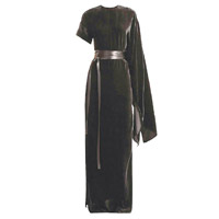 A.W.A.K.E.黑色不對稱剪裁絲絨連身裙 $7,070（B）