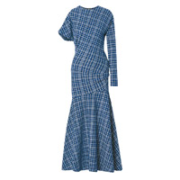 CALVIN KLEIN 05W39NYC藍色格紋不對稱剪裁連身裙 $8,760（C）