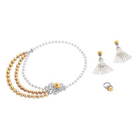 Emperor Jewellery Majestic 18K白金鑽石珍珠頸鏈、耳環、戒指（A）