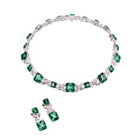 Emperor Jewellery Majestic18K白金鑽石祖母綠頸鏈、耳環（A）