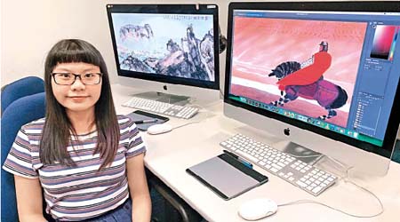就讀公開大學動畫及視覺特效榮譽藝術學士課程的三年級學生黃媛琪（Winki），參與了多幅水墨動畫製作。