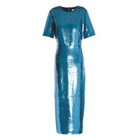 Diane Von Furstenberg 孔雀藍色珠片連身裙 $4,441（A）
