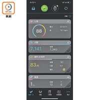 可經手機App檢視心跳、卡路里消耗量及睡眠質素等。