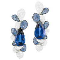 Vento Atelier 18K白金鑲坦桑石、藍寶石及鑽石耳環 未定價（A）