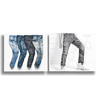 Elwood牛仔褲雖同樣採用3D立體剪裁而成，但側縫線仍然處於褲管兩側，膝蓋位置則有立體裁片加強活動性。