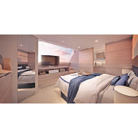 AFT Cabin船尾客房備有雙人床及獨立衞浴室。