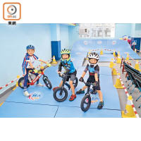 （左起）Kolton、立人和知行，約歲半至2歲起學踏平衡車，更曾參加過本地或海外賽事。