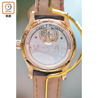 Heritage Tourbillon Double Peripheral Limited Edition錶底刻有代表品牌的Lucerne風景圖案。