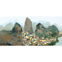 《桂林》<br>作於1977年，1996年完成，體現了畫家一生對中西美學、情景交融的探索，成交價高達HK$2,360萬。