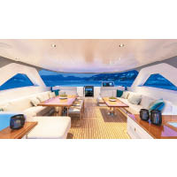 飛橋甲板的有蓋區域兩側均設有梳化，可飽覽360度海景。