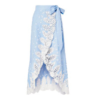 Miguelina粉藍色鈎織花邊包裹半截裙 $4,620（A）