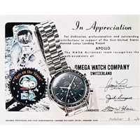 1970年NASA將Silver Snoopy Award頒予OMEGA，因為執行太陽神13號任務的太空員全靠腕上Speedmaster腕錶，準確計算控制引擎點火時間才得以脫離險境返回地球。這次原為計劃中的第3次登月任務，最終變成「成功的失敗」Successful Failure。