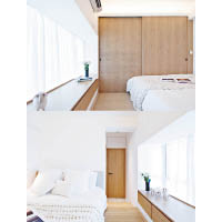 主人套房<br>以白色及木系家具為主調，予人簡約、舒適的感覺。