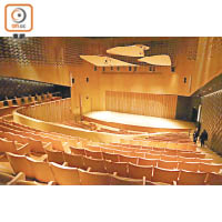 表演廳採用非傳統的不對稱鞋盒音樂廳設計，可按不同表演彈性調節吸音值。