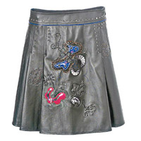 Shiatzy Chen黑色花卉刺繡圖案皮革半截裙 未定價（B）
