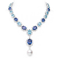MIKIMOTO高級珠寶系列18K白金配白南洋珍珠、坦桑石、海藍寶石及鑽石頸鏈 $554萬（A）