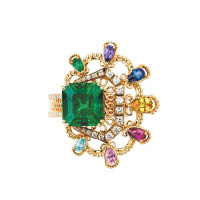 Dior Dior Dior Dentelle Satin戒指，鑲嵌18K黃金、鑽石、祖母綠、黃色藍寶石、藍寶石、紅寶石、紫色及粉紅藍寶石、帕拉伊巴型碧璽。個別定價（C）