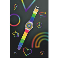 SWATCH今年亦推出彩虹色#OPENSUMMER腕錶，由錶面到錶帶均印上6色彩虹旗。 $680（E）