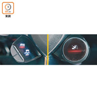 軚環左下方雙按鍵可操控AMG DYNAMICS綜合動態控制、AMG排氣系統等。右下方的圓形控制器可切換Slippery、Comfort、Sport、Sport+、RACE及Individual駕駛模式。