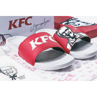 KFC×SANDALBOYZ拖鞋設計用上最代表性的紅白兩色。