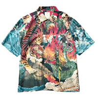 Downhill Tiger & Dragon Print Silk Bowling Shirt $1,680（C）