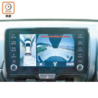 標準配備後泊鏡頭及前後泊車感應，另提供360度泊車鏡頭供選配。