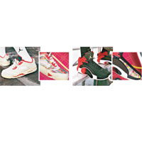  Air Jordan V Low CNY（左）及Air Jordan XXXV CNY（右）可以隨意撕開鞋面，露出半透明織物鞋面之下暗藏的爆竹包裝紙圖案。 $1,499/各（B）