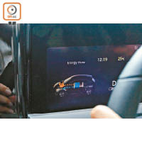 電子屏幕儀錶可顯示實時電力及能量傳輸簡圖，讓駕駛者了解e-POWER系統的情況。