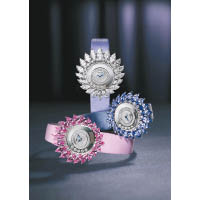 CHOPARD Haute Joaillerie高級珠寶系列腕錶分別推出全鑽、藍寶石配鑽石及粉紅色藍寶石配鑽石3個款式設計。 未定價（A）