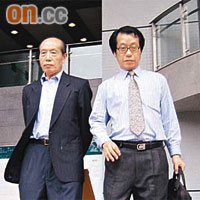 嘉禾大廈業主立案法團主席鍾偉能（左）及樓宇服務公司的代表，昨否認控罪。